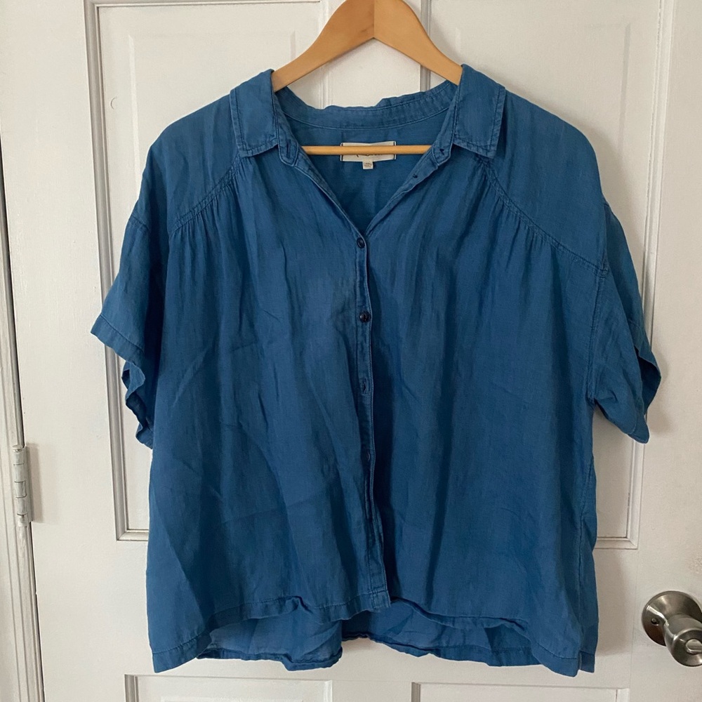 Madewell Indigo Shirred ButtonUp shirt size XL